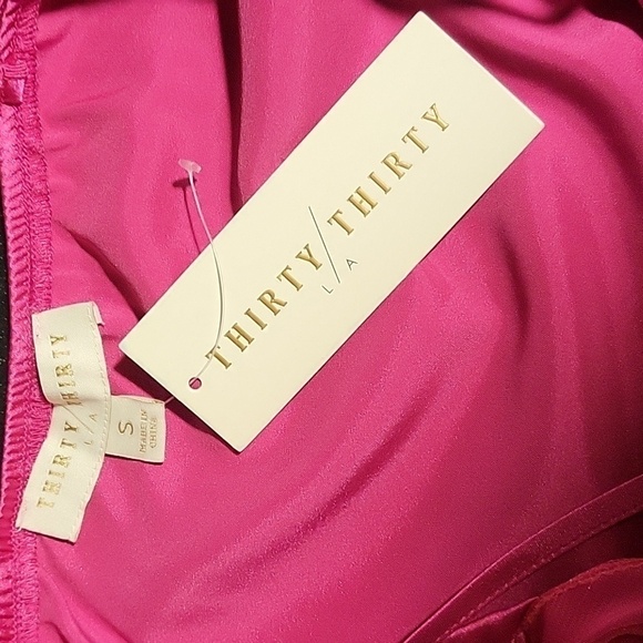 Thirty Thirty Pink Satiny Pullover Camisole with Fabric Floral Detail - Size S - Picture 5 of 9